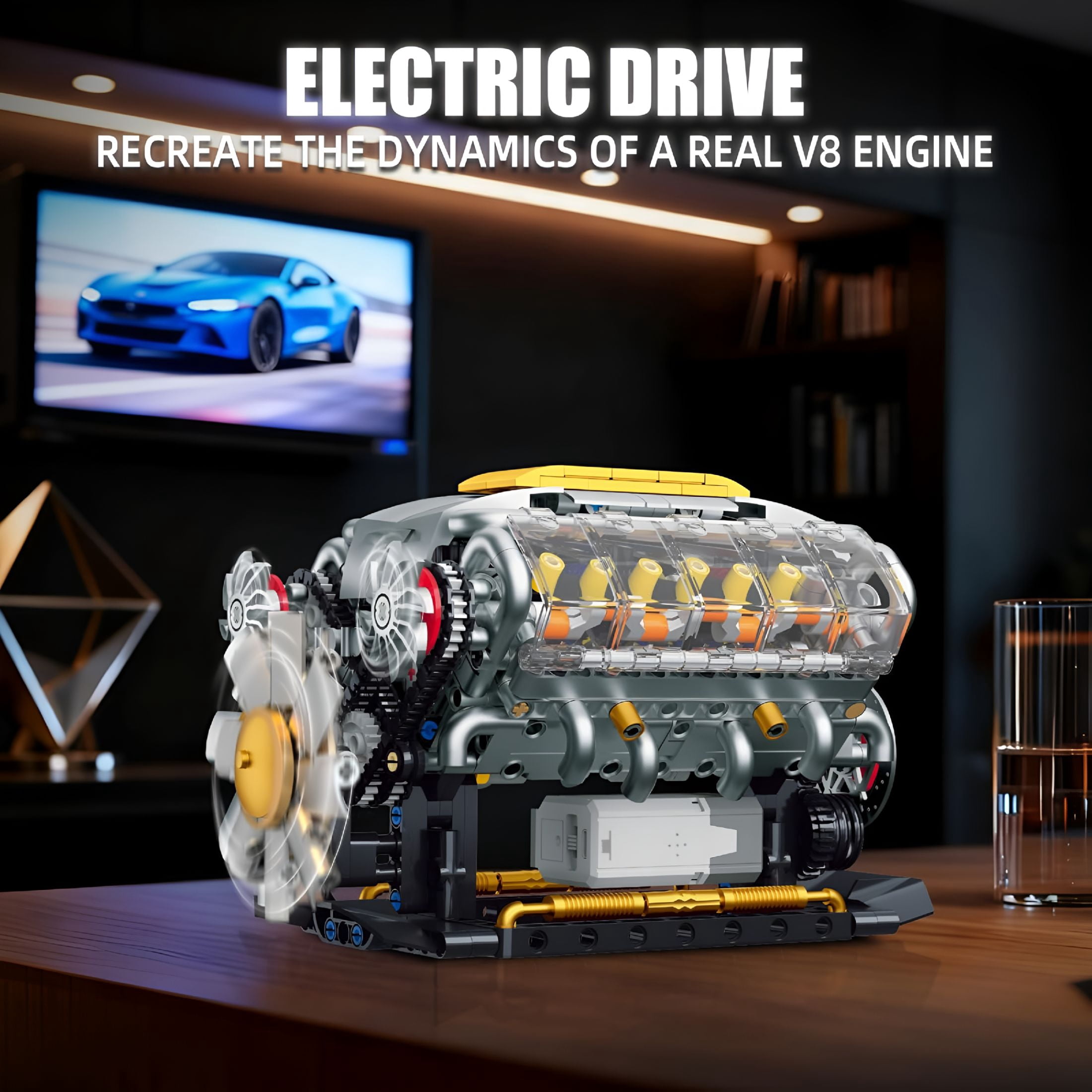 BESTSKY Engine Model Kit That Runs,Build Your Own Mini Visible Car Motor,Physical Science Experiment Building Set for Adults&Teens,Stem Toy Gift for Boys 14+(703 Pcs)