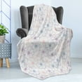 thumbnail image 4 of Anemone Flower Soft Flannel Fleece Throw Blanket, Pastel Anemone Petals Romantic Pattern Hand Drawn Flora, Cozy Plush for Indoor and Outdoor Use, 60" x 80", Dried Rose Slate Blue, by Ambesonne, 4 of 5