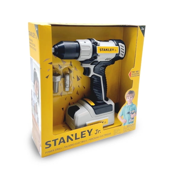 Stanley Jr. Battery-Operated Toy Drill – Realistic Construction Tool with Lights & Sounds | Durable Pretend Play Power Drill for Kids Ages 3  | Includes Batteries