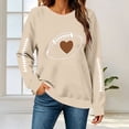 thumbnail image 4 of Qgtaibl Long Sleeve Fleece Sweatshirts for Women Heart Football Print Game Day Pullover Tops Fall Casual Football Season Shirt Khaki S, 4 of 8