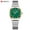 White case with a golden bezel and a green dial, variant on Ladies' watches, fashionable women's watches, casual steel strap watches, luminous watches