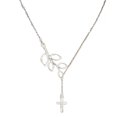 thumbnail image 1 of Pendentif Feuilles&Croix pour Femmes Collier Simple Chaîne Ras du Cou Collier en Alliage, 1 of 1