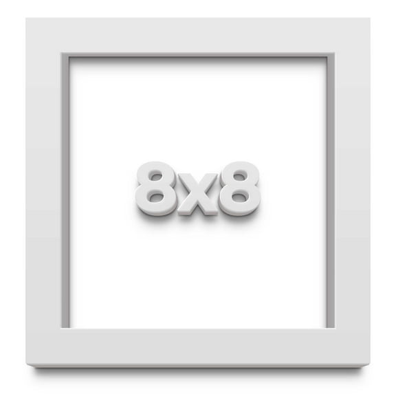 8x8 Shadow Box High Gloss White Display Frame | 1.625 Inches Deep | 1 Inch Moulding Width | Solid