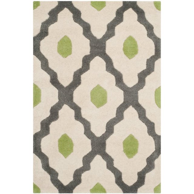 SAFAVIEH Chatham Collection 6' x 9' Dark Grey/Ivory CHT748K Handmade Trellis Premium Wool Area Rug