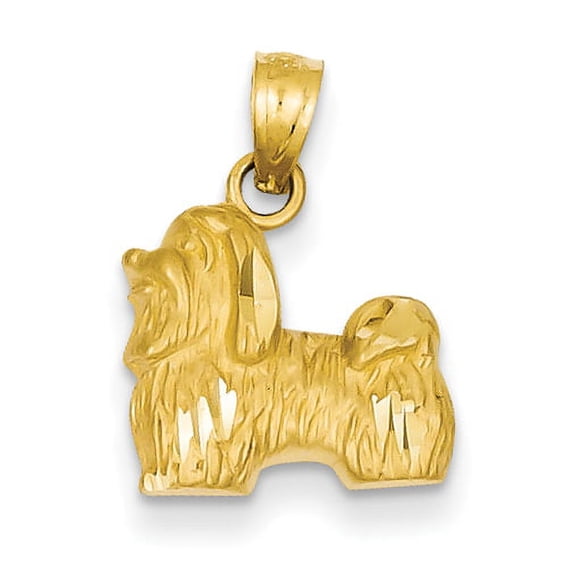 Finest Gold 14K Yellow Gold Diamond-Cut Shih Tzu Pendant