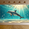 thumbnail image 5 of LUUFILx Dolphin Backdrop Banner Ocean Theme Photography Props Party Supplies Decorations Underwater Scene Summer Birthday Aquatic Décor Background, 5 of 8