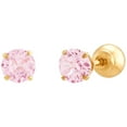 thumbnail image 2 of Brilliance Fine Jewelry Pink Cubic Zirconia Hollow Ball Back Studs in 14K Yellow Gold, 2 of 4
