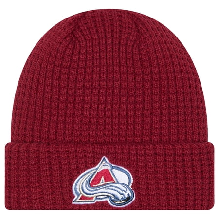 Men s New Era Burgundy Colorado Avalanche Waffle Cuffed Knit Hat
