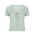 thumbnail image 5 of Women's White V-Neck Short Sleeve Knit Cardigan Sweater Lightweight Open Front for Layering, 5 of 7