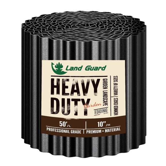 Land Guard Corrugated Garden Edging Border, 10" x 50' Landscape Paver Edging, Tall Landscape Edging, Fence for Garden, Flower Bed, Lawn and Landscape Edging (Glossy Black)