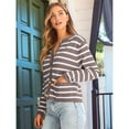 thumbnail image 6 of Women's Lightweights Button Down Long Sleeve Casual Crew Neck Soft Knit Cardigan Sweater Tops White Nutmeg M, 6 of 9