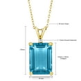 thumbnail image 3 of Gem Stone King 18K Yellow Gold Plated Silver Pink Created Sapphire Pendant Necklace for Women (10.02 Cttw, Gemstone September Birthstone, Emerald Cut 14X10MM, with 18 inch Silver Chain), 3 of 4