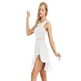 thumbnail image 2 of MSemis Female Dance Leotard Dress V-Neck High-Low Skirt XS to 3XL, 2 of 7