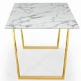 thumbnail image 3 of Rectangular Marble Dining Table with stainless steel polished gold base, Modern designe, 3 of 7
