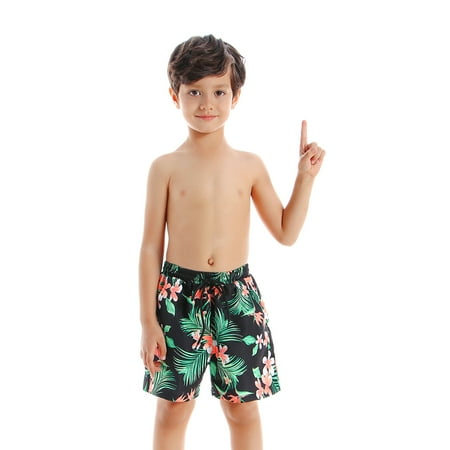 

BeQeuewl Matching Swim Trunks Print Beachwear Parent-child Swimwear Summer Bathing Suit Pants
