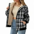 thumbnail image 5 of Women's Buffalo Plaid Coat Flannels Fleece Jacket Hooded Shacket Jacket Winter Warm Outwear Drawstring Pocket Peacoat Trendy Fashion Overcoat 2025 NEW Jackets(Khaki,S), 5 of 5