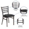 thumbnail image 5 of Emma + Oliver Clear Coated Ladder Back Metal Restaurant Chair - Black Vinyl Seat, 5 of 12