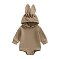 thumbnail image 1 of Faithtur Infant Baby Easter Jumpsuit, Solid Color Rabbit Ear Hood Long Sleeve Romper for Infant Boys Girls, 1 of 8
