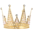 thumbnail image 1 of Corona de novia decorativa para hornear pasteles, adorno de diamantes de imitación con perlas, corona de boda, adorno para pastel, tiara, 1 of 6