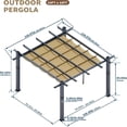 thumbnail image 2 of 10x10 retractable canopy pergola con wood - grain aluminum frame para backyard, deck, porch & patio, 2 of 10