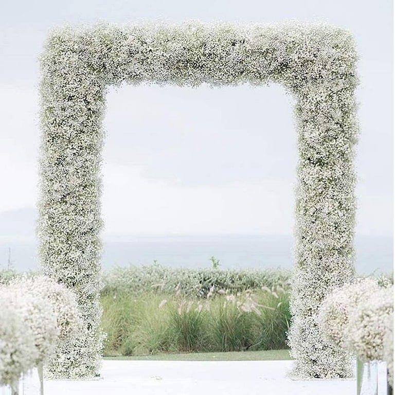 CHIBO 2Pcs 5.8 Ft Artificial Baby Breath Flower Vines Faux Real Touch  Gypsophila Garland for Wedding Home Arch Indoor Outdoor Decorations