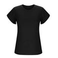 thumbnail image 6 of Women's Blouses Summer Short Sleeve Shirts, Casual Womens Fashion T-Shirt Ruffled Cuffs Round Neck Womens Tops Dressy Casual Blouse, Size S-2XL, 6 of 6
