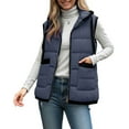 thumbnail image 5 of larppty Womens Puffer Vest Sleeveless Casual Loose Fit Winter Warm Lightweight Stand Collar Down Jacket Coats Outwear (Navy, XL), 5 of 9