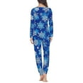 thumbnail image 3 of FKELYI Size M Pjs 2 Pieces Stretchy Christmas Snowflake Petite Pajamas for Women Blue Soft Long Sleeve Loungewear for Hoilday Party, 3 of 5