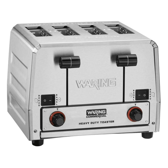 Waring Commercial WCT805 4-Slice Heavy Duty Commercial Pop-Up Bread/Bagel Toaster, 208V, 2800W, 6-20 Phase Plug