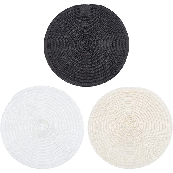 3PCS Hat Base for Making 6 Inch/15cm (White Black Corn Color) Straw Flat Round Fascinator Base Vintage for DIY Party Wedding Headpiece Cap