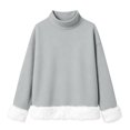 thumbnail image 5 of Chandails d'Automne et d'Hiver Grande Taille pour Femmes, Mode Féminine Décontractée, Col Roulé Imprimé, Haut à Manches Longues, Chandail, Chandails à Capuchon Amusants, Gris, TTG, 5 of 5