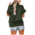 thumbnail image 4 of CHOK T-shirt Blouse à Manches Courtes Irrégulières Col Rond Imprimé Boutons pour Femmes Grande Taille en Solde, 4 of 5