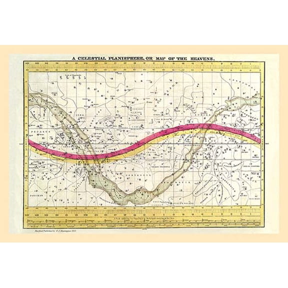 A Celestial Planisphere or Map of the Heavens Fine art canvas print (20" x 30")