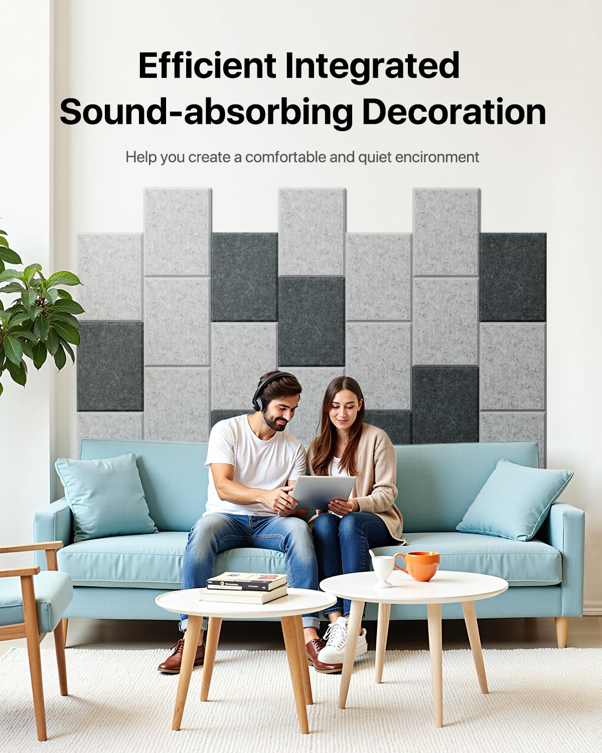 12 Pack Acoustic Panels Self-Adhesive, 16''X12''X0.4'' Rectangle Sound Proofing Panels for Door, Ceiling, Recording Studios