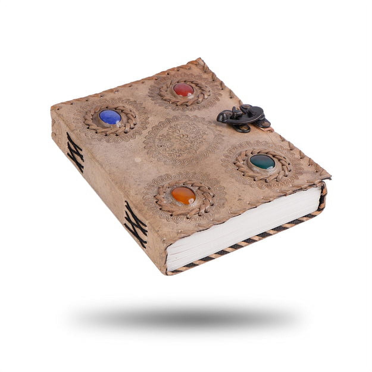 MaheTri Leather Journal 4 Stone Diary Notebook for Men Women Handmade Vintage Gift