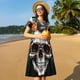 thumbnail image 4 of Easygdp Flower Horn Skull A para Vestido Transpirable de Mujer, Vestido Suelto de Manga Corta con Pliegues y Bolsillos para el Verano, 4 of 6