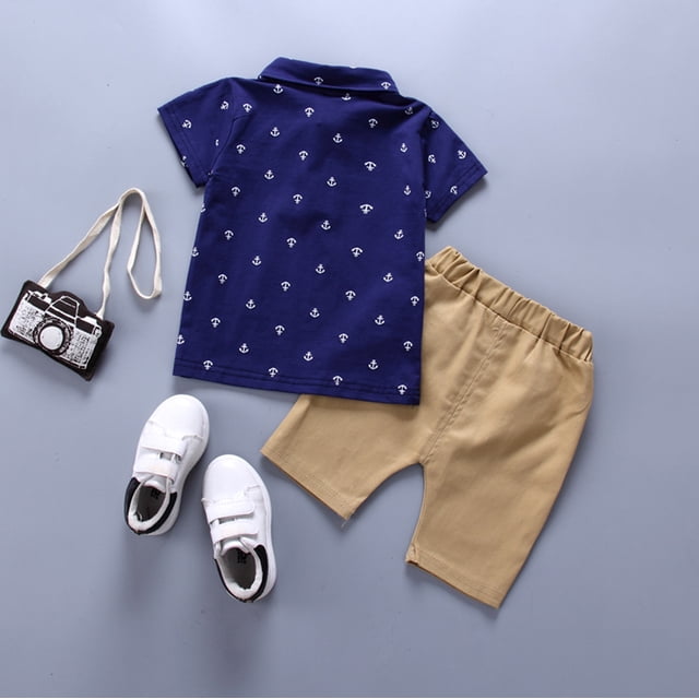 Ropa para niños Polo de niño con estampado de anclaje Traje de niño para niño de manga corta Primave Abanopi Ropa