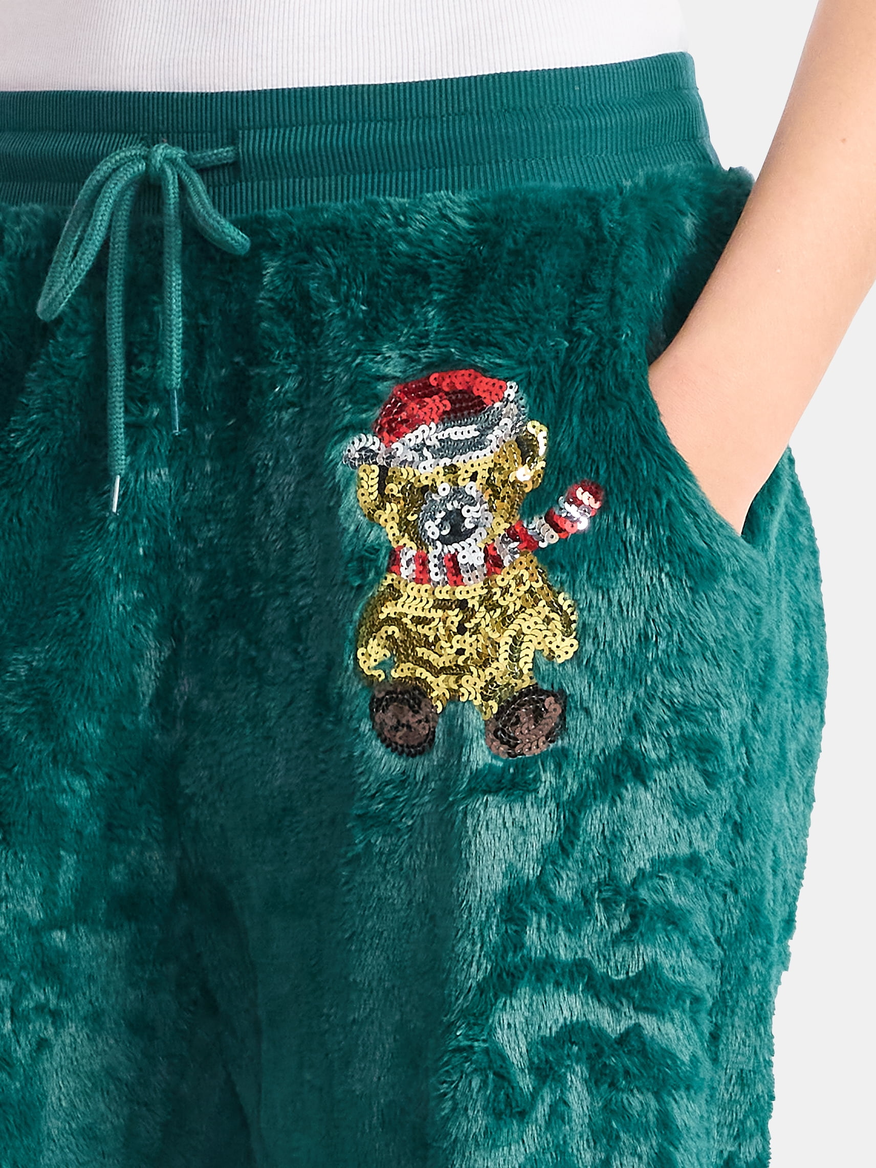 No Boundaries Christmas Plush Pants, 30'' Inseam, Women's, & Women's Plus