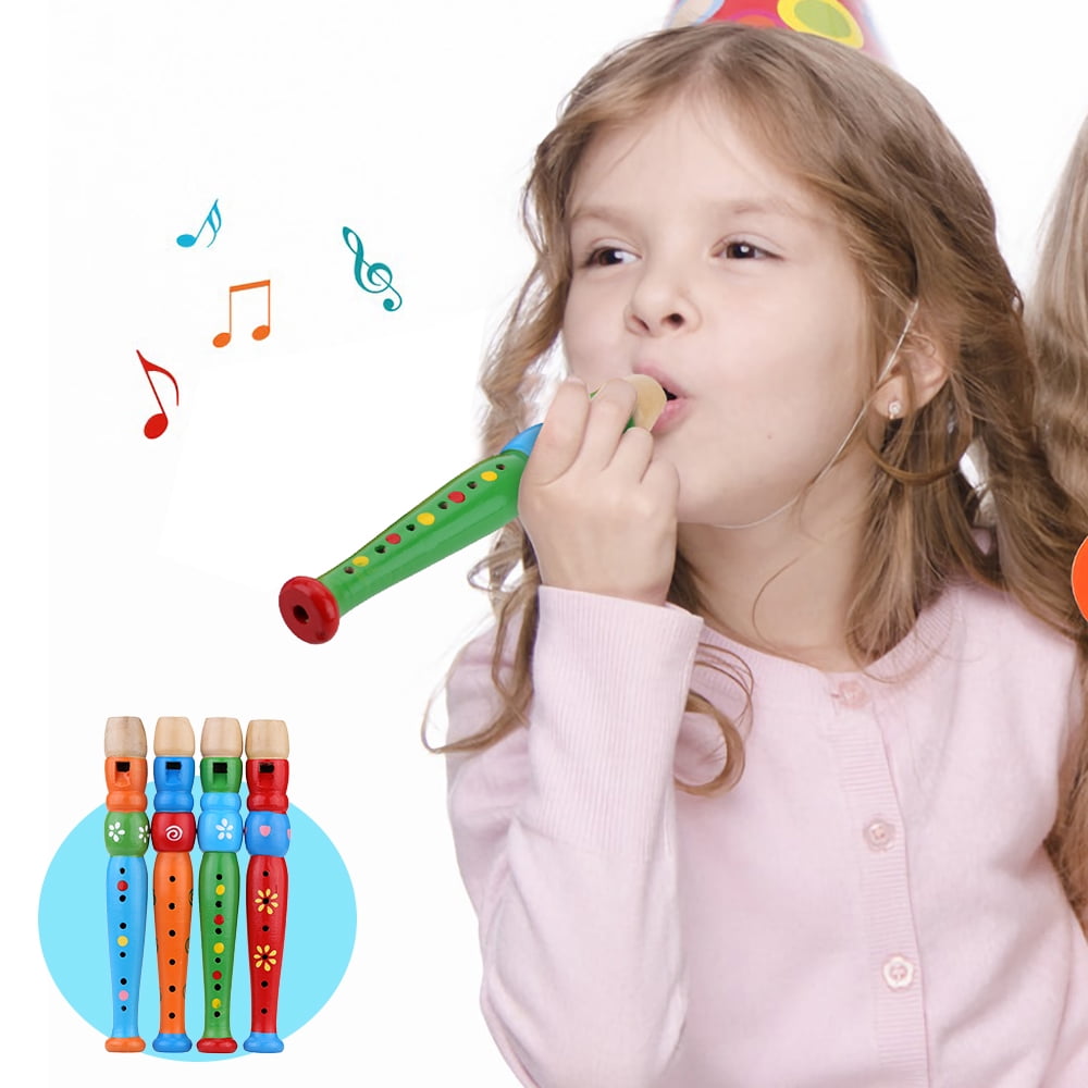 Ammoon Wooden Piccolo Flute Sound Musical Instrument Early Education Toy Gift for Baby Kid Child (send one at random)