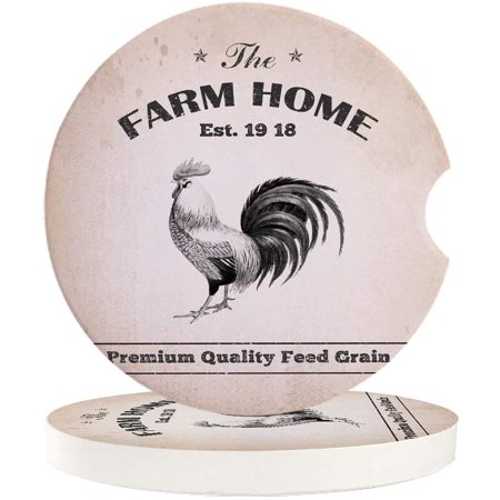 

KXMDXA Farm Home Chicken Vintage Set of 6 Car Coaster for Drinks Absorbent Ceramic Stone Coasters Cup Mat with Cork Base for Home Kitchen Room Coffee Table Bar Decor