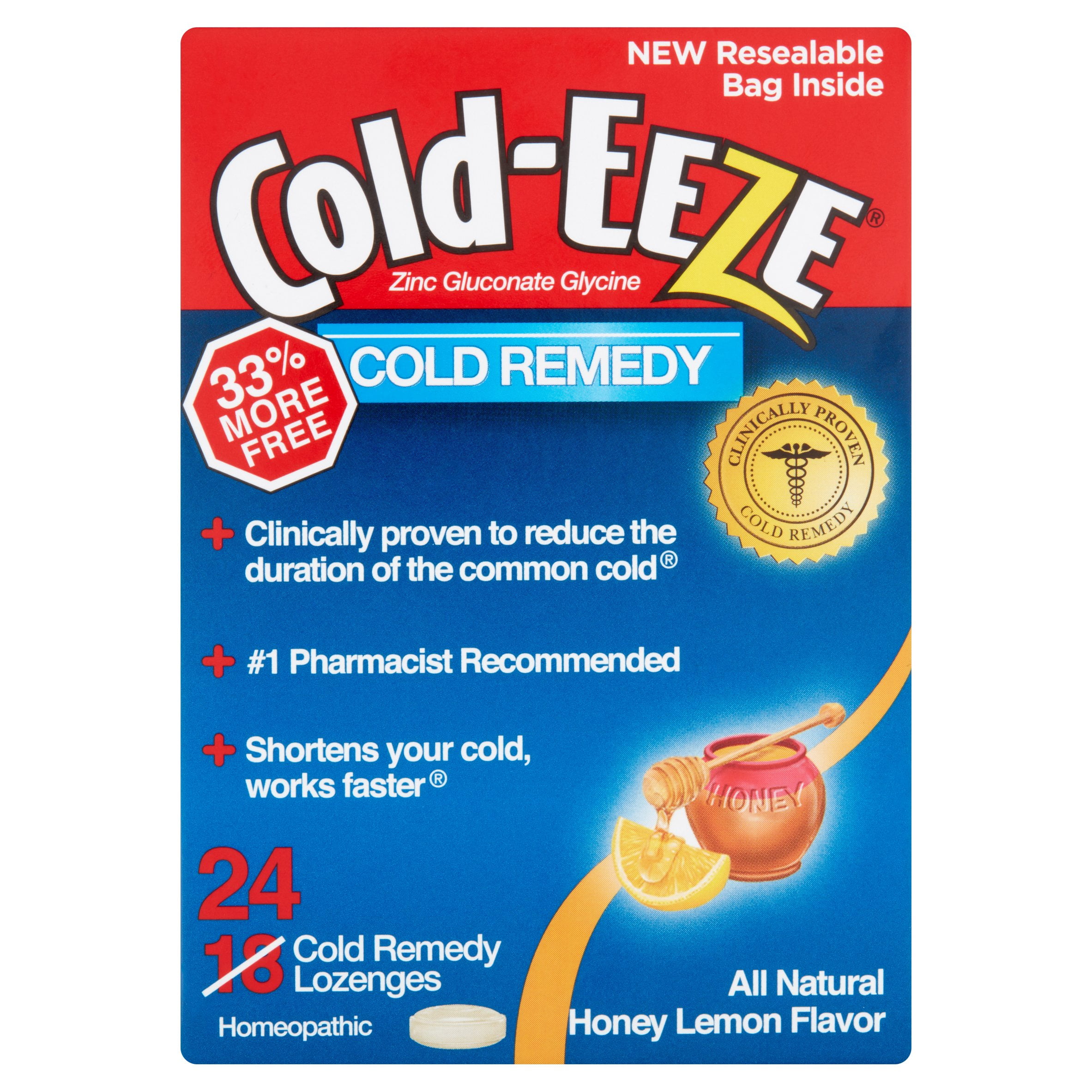 ColdEEZE Natural Honey Lemon Flavor Lozenges, 24 ct