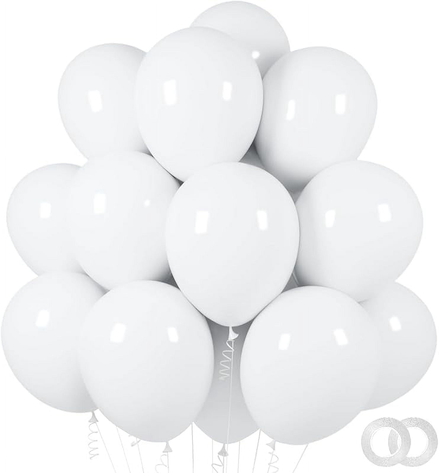 ASIYUHY White Balloons 100 Pack 12 Inch White Latex Party Balloons with 2 Rolls of Ribbon Helium Balloons for Wedding Birthday Party Baby Shower Engagement Anniversary Decorations