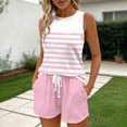 thumbnail image 6 of Mifsaly Womens Short Sets 2 Piece Outfits Summer Athletic Sets Women Striped Tank Tops And Drawstring Waist Shorts Pink,L, 6 of 7