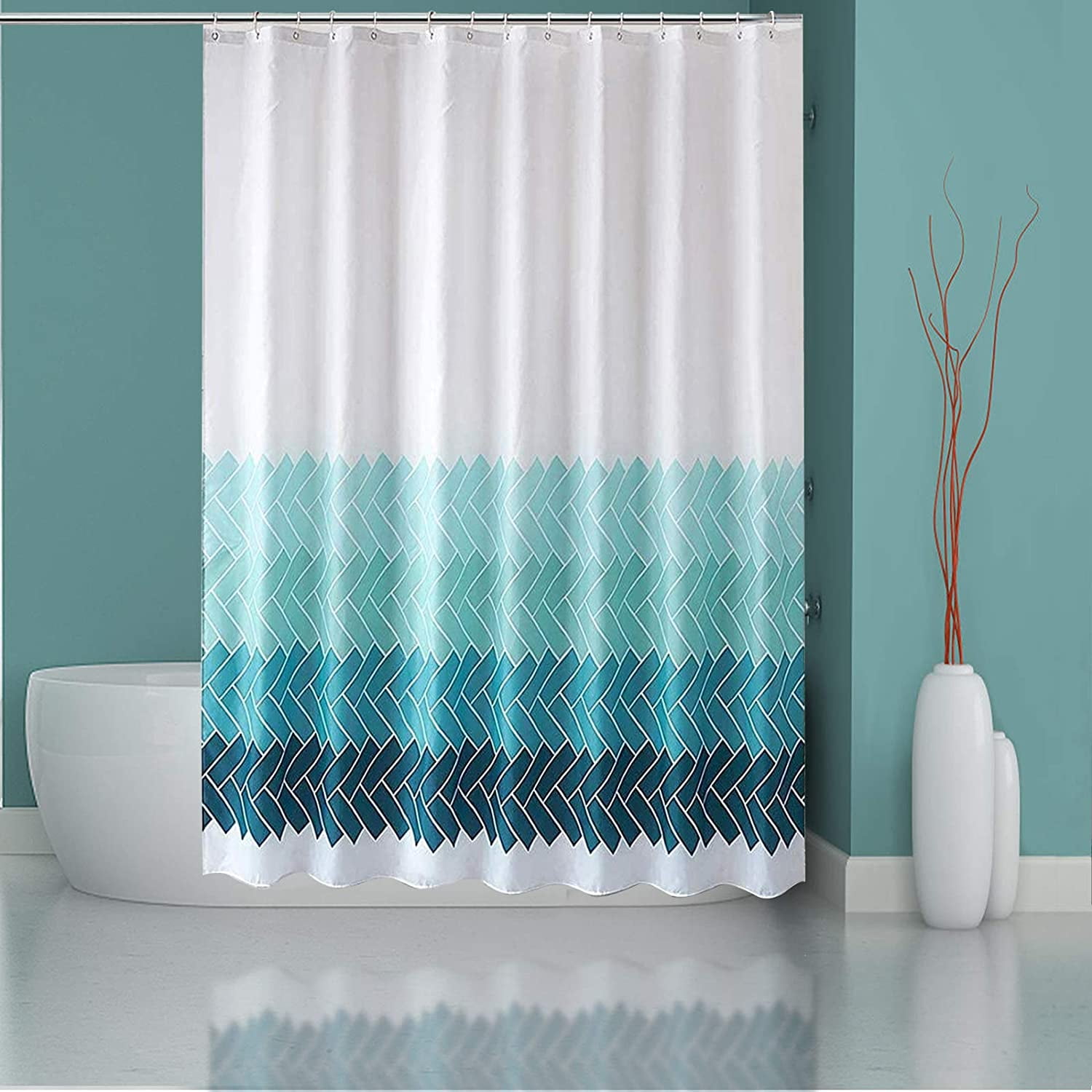 TeamSky Fabric Shower Curtain Polyester Waterproof Shower Curtain Liner