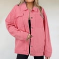 thumbnail image 3 of Women's Oversized Denim Jacket Casual Long Boyfriend Distresse Jean Jacket Autumn Spring Long N Cropped Jean Jacket Color N Medium Sleeve Denim Jacket Oversized for Women Female Jean Jacket Denim, 3 of 5