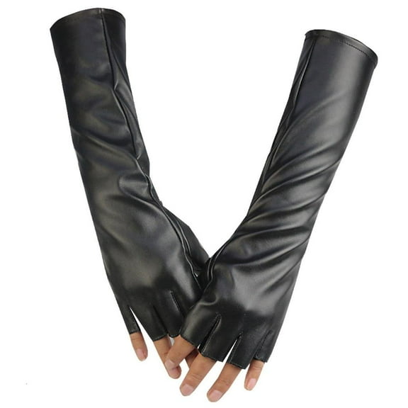 Weflink Black Faux Fingerless Gloves With Extended Cuffs Winter Warm Gloves For Women Outdoor Sports And Casual Wear