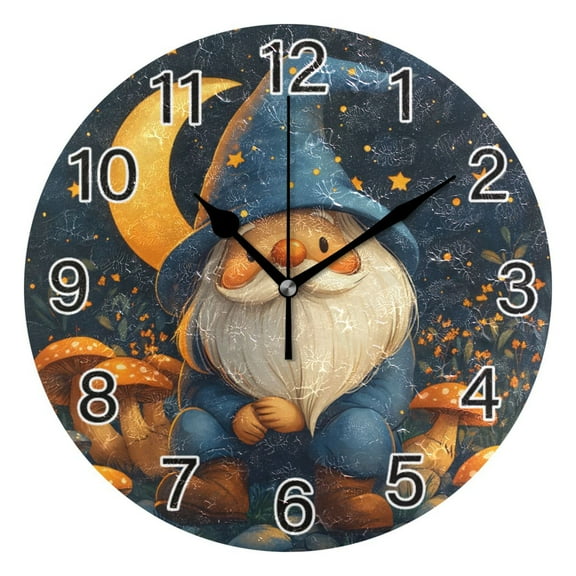 Ryvnso Christmas Gnome Mushroom Wall Clock Non Ticking Silent Kitchen Clock Battery Operated Clocks 10 inch