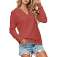 thumbnail image 2 of Lightweight V Neck Sweatshirts for Women 2025 Long Sleeve Casual Plain Sweatshirt Pullover Tops Fall Winter Outfits, 2 of 6