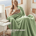 thumbnail image 3 of Throw Blanket, 260GSM Soft Jacquard Blanket for Bed, Waffle Weave Fuzzy Blanket Queen Size for Decor, Lightweight and Warm Blankets for Office Bedroom Sofa Office Travel, Sage, 3 of 7