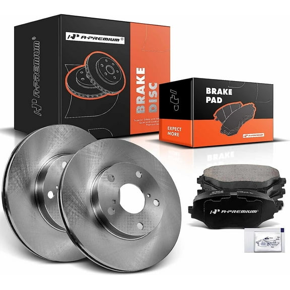 A-Premium 10.83 inch (275mm) Front Vented Disc Brake Rotors   Ceramic Pads Kit Compatible with Select Toyota Model - RAV4 2001 2002 2003 2004 2005, 2.0L 2.4L, 6-PC Set